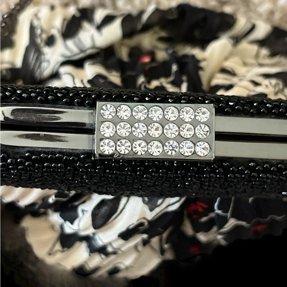 Kate Landry Black and White Floral Clutch/Shoulder Bag